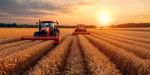 Fototapeta premium Harvesting innovations in precision agriculture ai farming techniques for enhanced food production in vast fields