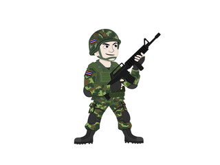 Thai soldiers on a white background
