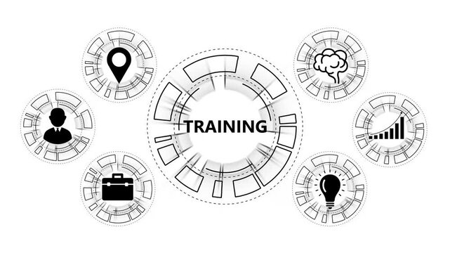 Digital abstract concept showing training and teamwork dynamics and modern processes