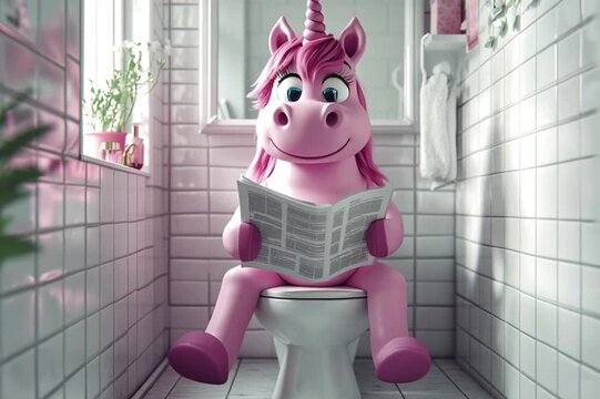 unicorn on the toilet, AI generated video