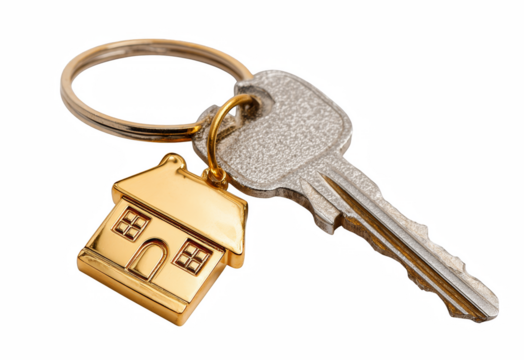 Golden house key unlocking new home ownership and real estate dreams - Powered by Adobe