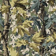 Vector Camouflage Background. Hunting Seamless Pattern. Digital Camo. Forest Texture. Jungle background. 