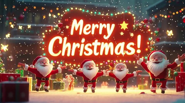 Merry Christmas illustration, AI generated video