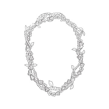 Hawaiian Crown Flower Lei Vector Illustration  Tropical Floral Garland Design