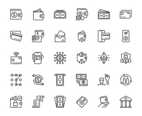 Wallet icon set