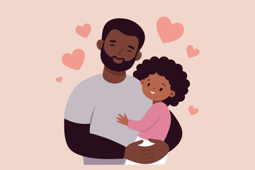 A loving father holds his daughter in a heartwarming illustration