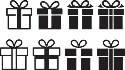 Assorted Gift Box Silhouettes Presenting a Variety of Ribbon Styles and Box Designs for Celebrations and Festive Occasions