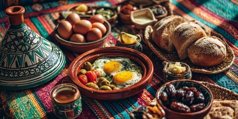 Flatbread, Butter, and Shakshuka Breakfast