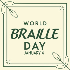 Obraz premium January 4th World Braille Day Concept Art – Tactile Braille Text with Human Hand and Open Book Design for Disability Awareness and Inclusive Education