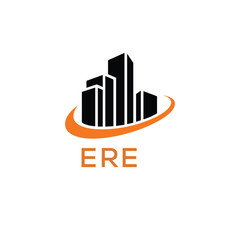 Fototapeta premium Modern Real Estate Building Logo with ERE Letters – Urban Construction & Architecture Branding. ERE Letter Logo. 