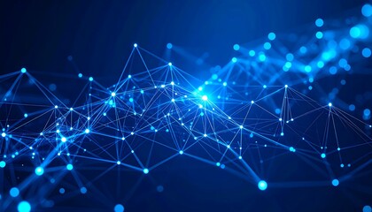 Abstract blue network of glowing nodes and lines