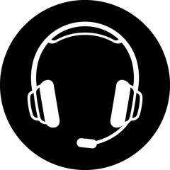 Communication Headset Icon, Customer Service Vector Graphic in Circle