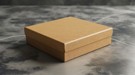 Small closed cardboard gift box on a textured surface