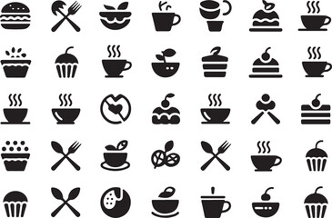 Food and drink icons burger fork
