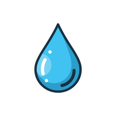 Blue Water Drop Illustration with Dark Outline