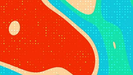 Prismatic Aurora Heat Abstract background with organic shapes, retro color palette, and halftone dot patterns for modern designs