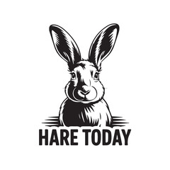Fototapeta premium Hare Today Illustration with Bold Black and White Graphic Design for Animal and Nature Lovers Print Ready Design.Resizeable And Editable