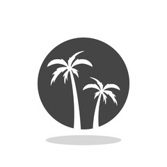 Palm tree circle icon with shadow