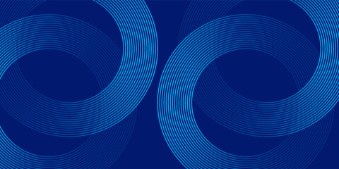 Abstract blue glowing geometric lines on dark blue background. Modern shiny blue circle lines pattern. Futuristic technology concept. Suit for cover, poster, banner, brochure, header, website