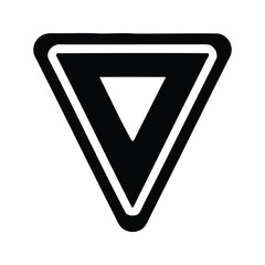 Fototapeta premium Yield sign icon design in black and white simple illustration