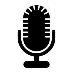 Retro illustration icon of Microphone silhouette design isolated on white