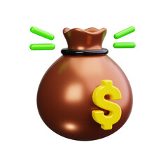 Money bag 3d render icons