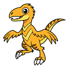 Cartoon deinonychus mid leap dynamic pose. © Sharea