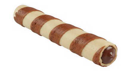 Wafer roll with chocolate cream isolated on transparent background