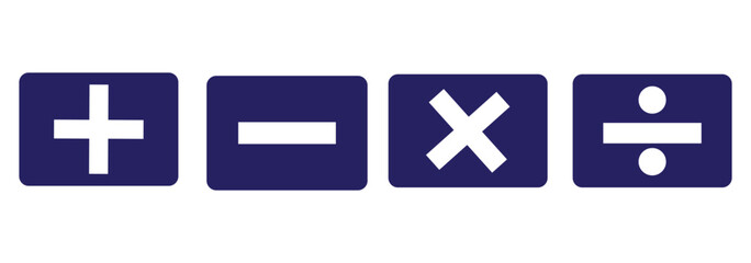 Obraz premium Basic mathematical symbol. Plus, minus, multiply, divide icon set. Plus and minus icon set. Math symbol.