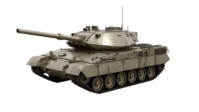 Modern military tank vehicle isolated on transparent background