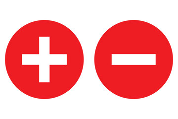 Fototapeta premium Round plus and minus icons set with different thicknesses. Vector.