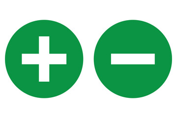 Obraz premium Round plus and minus icons set with different thicknesses. Vector.