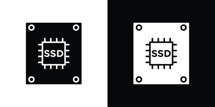 SSD drive icon vector illustration glyph style designs for web.