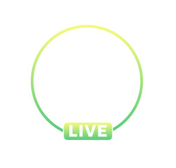 Live streaming profile avatar icon with red status signal and user interface element isolated on white background