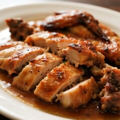 A plate of roast chicken