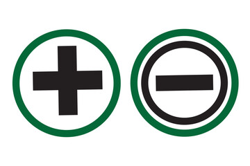 Plus and minus icon on black circle. Positive and negative sign symbol