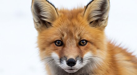 Fototapeta premium 雪景色輝く瞳 愛らしい狐のポートレート 凛々しい表情. AI Generated