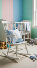 Nursery Interior with Rocking Chair and Pastel Walls