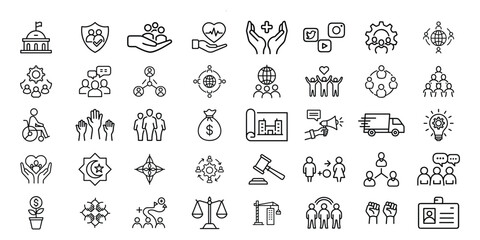 Collection of business and finance icons representing various concepts