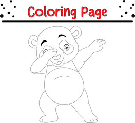 Panda Coloring Page. Jungle animal coloring book for page kids