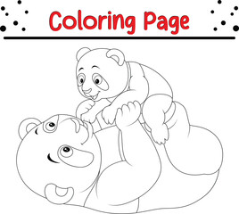 Panda Coloring Page. Jungle animal coloring book for page kids