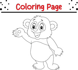 Panda Coloring Page. Jungle animal coloring book for page kids
