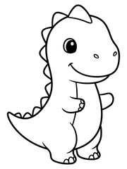 Fototapeta premium Cute Black and White Cartoon Dinosaur Illustration
