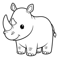 Naklejka premium Cartoon Rhino Outline Illustration