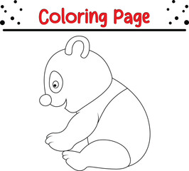 Panda Coloring Page. Jungle animal coloring book for page kids