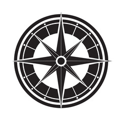 Fototapeta premium Minimal Compass Icon Silhouette Vector