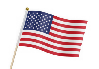 American flag waving, patriotic symbol isolated on transparent background