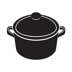 Flat Cooking Pot Silhouette Icon