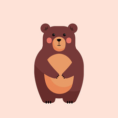 Whimsical Woodland Creature: Sweet Digital Art. A clean vector image of a charming bear, perfect for themes of nature, childhood, or cartoons.