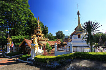 Mae Hong Son Province, Thailand- 22 November 2014: Beautiful landscape of ancient temple in wat kam ko Temple